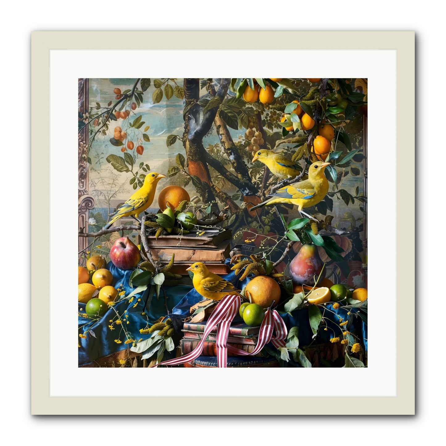 Citrine Feathered Sonnets -- Framed Print - White 20x20