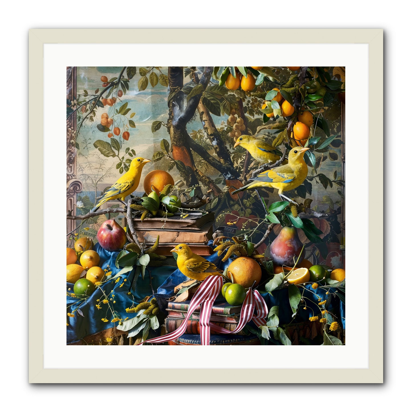 Citrine Feathered Sonnets -- Framed Print - White 24x24
