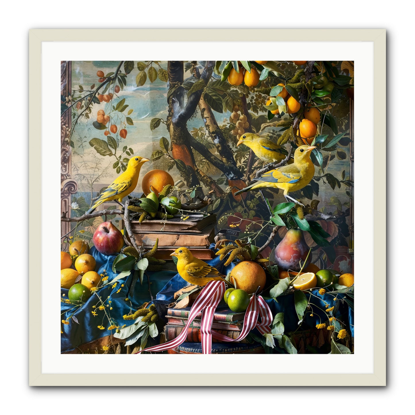 Citrine Feathered Sonnets -- Framed Print - White 30x30