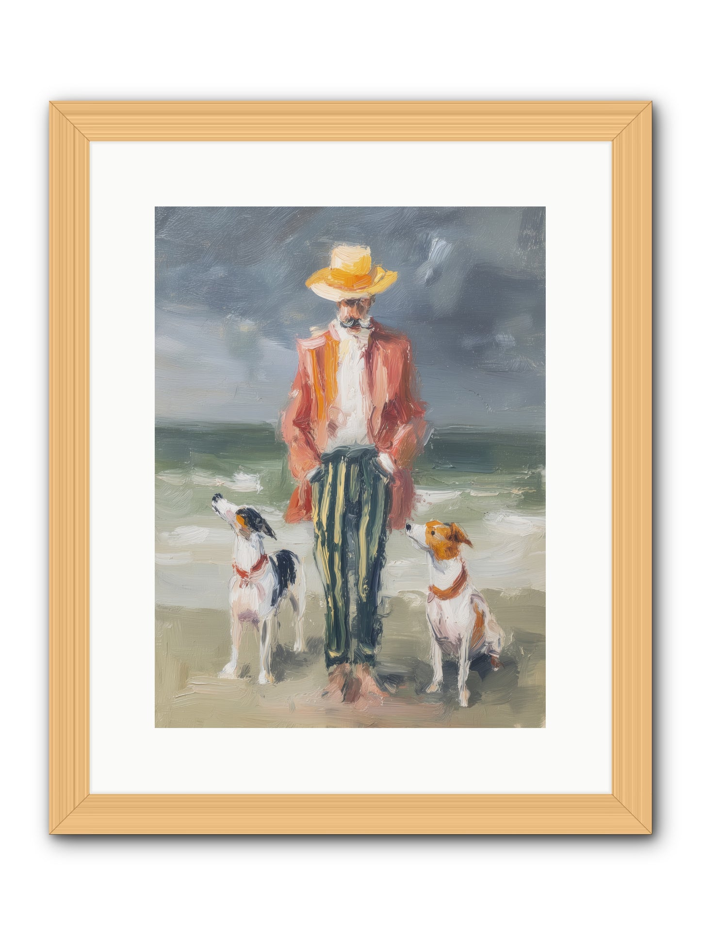 Coastal Canines -- Framed Print - Natural 12x16