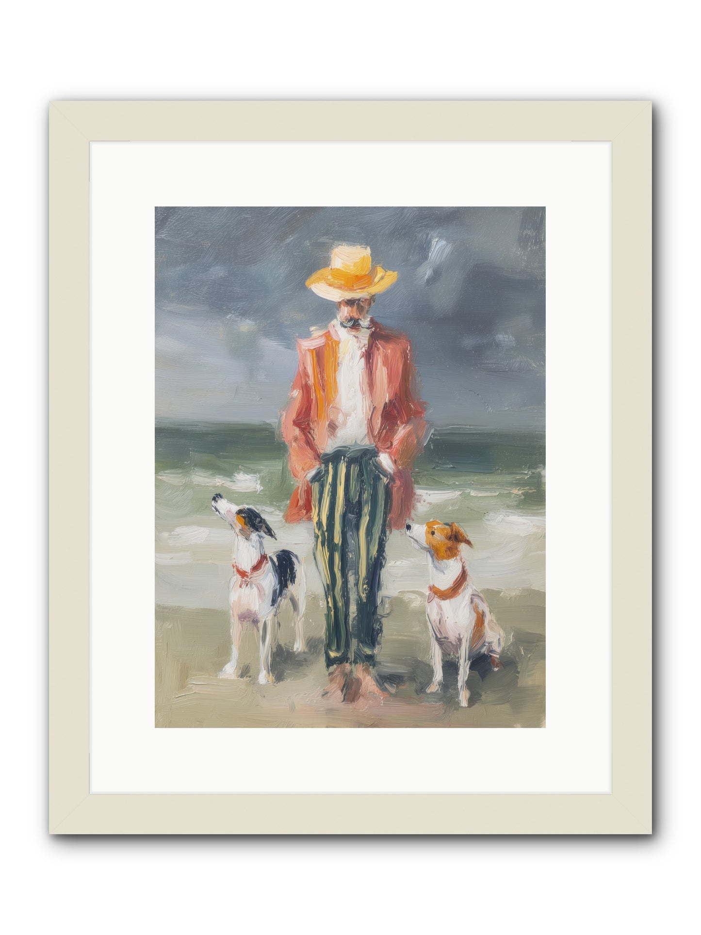 Coastal Canines -- Framed Print - White 12x16