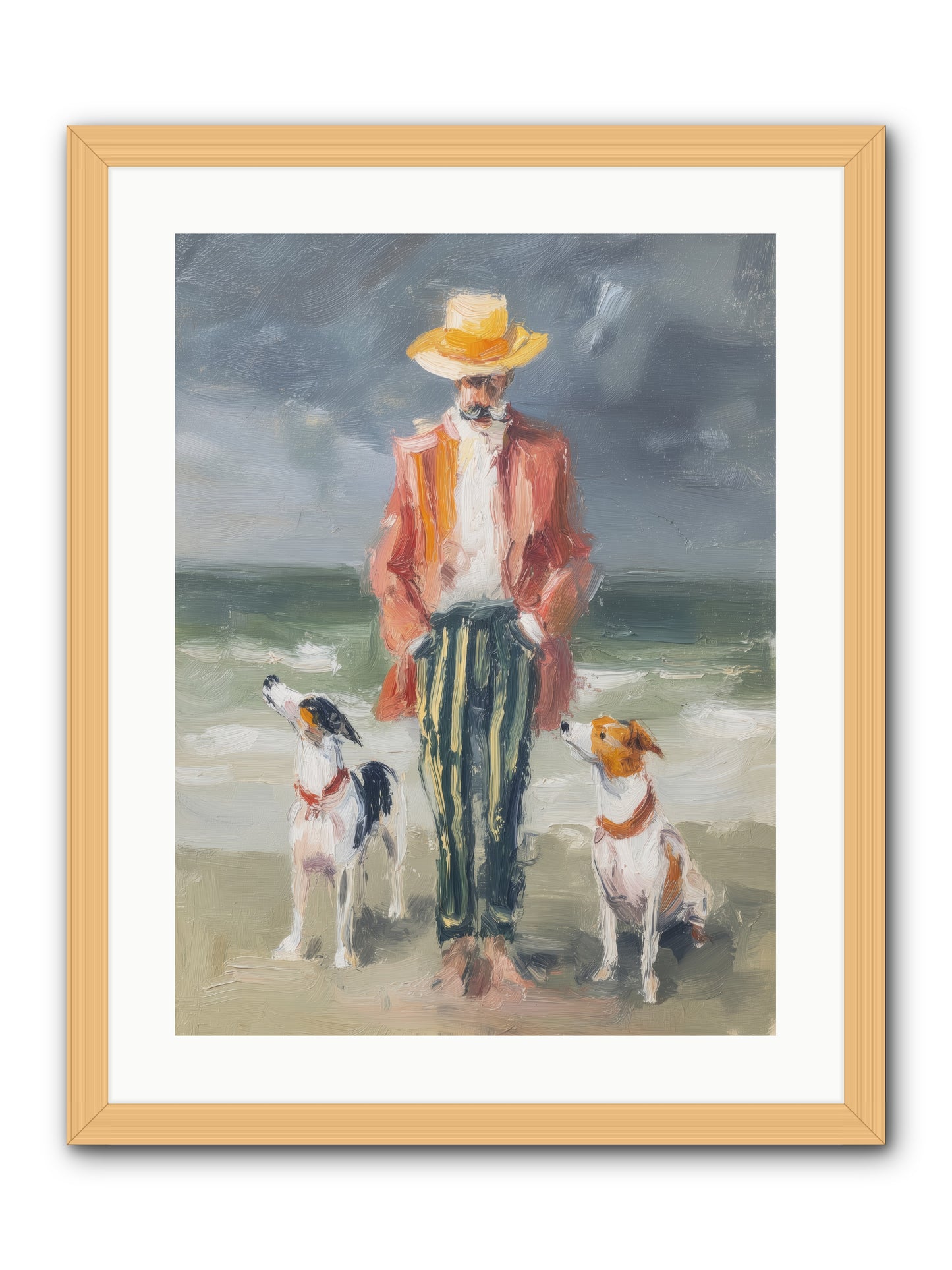 Coastal Canines -- Framed Print - Natural 18x24