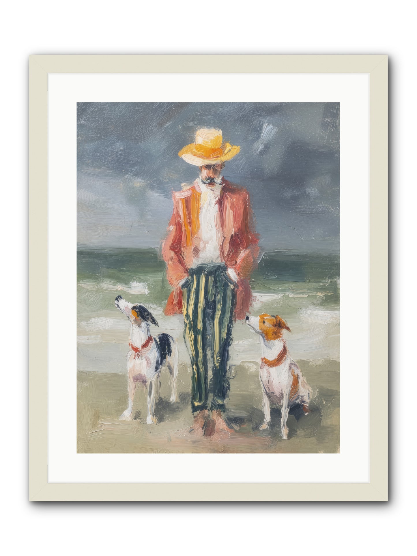 Coastal Canines -- Framed Print - White 18x24