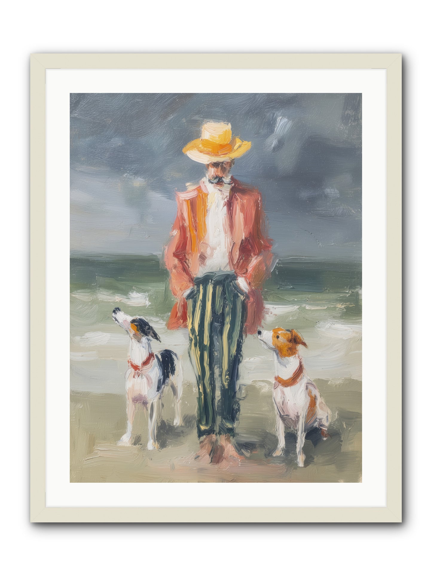 Coastal Canines -- Framed Print - White 24x32