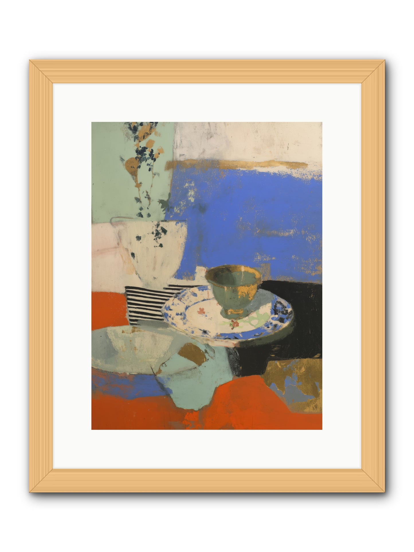 Cobalt Embers -- Framed Print - Natural 12x16