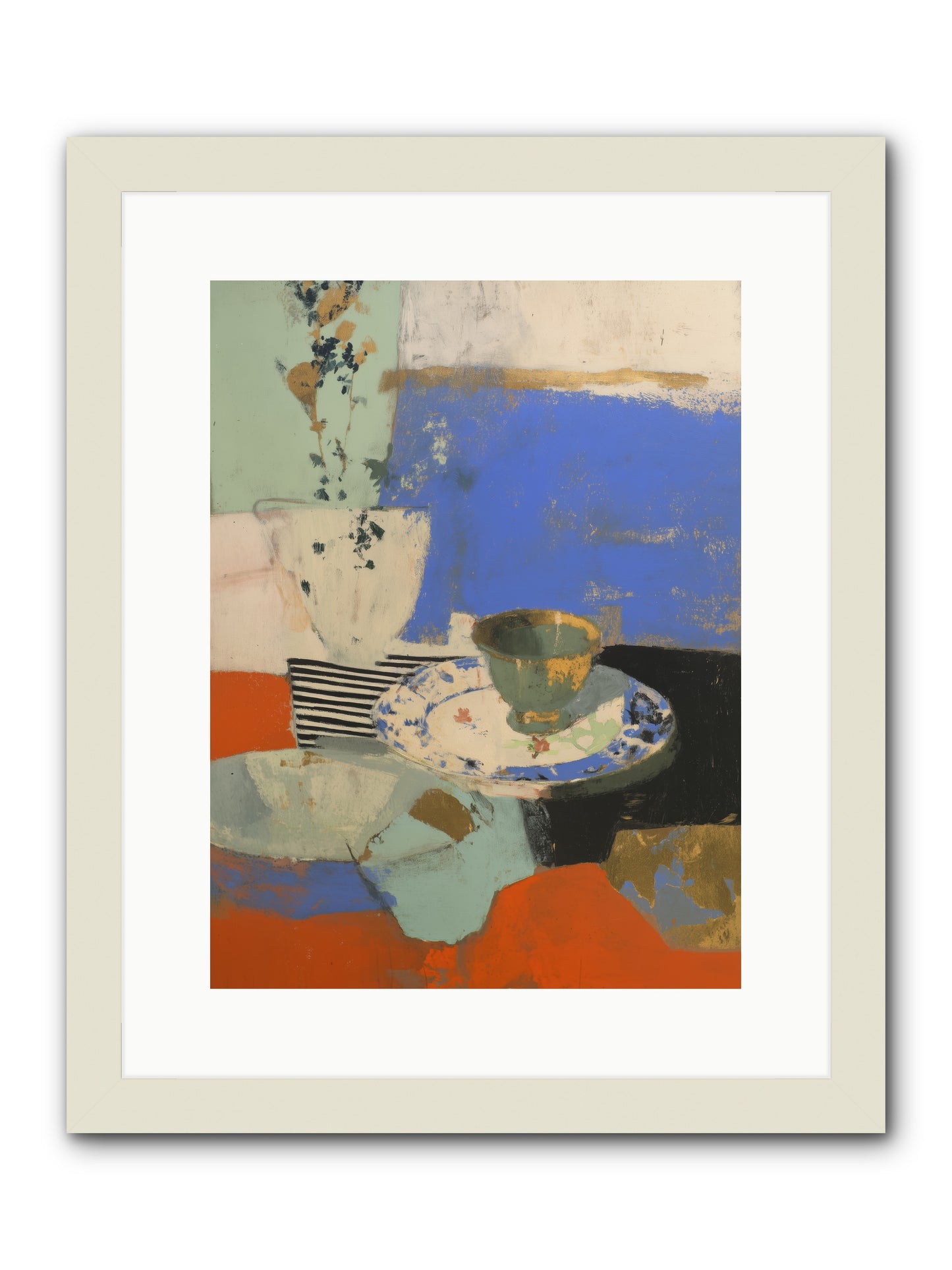 Cobalt Embers -- Framed Print - White 12x16