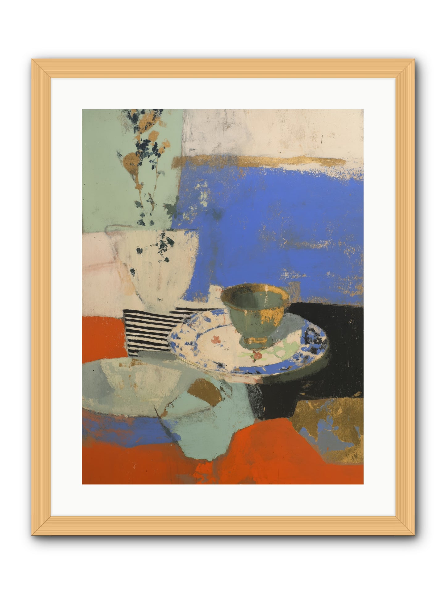 Cobalt Embers -- Framed Print - Natural 18x24