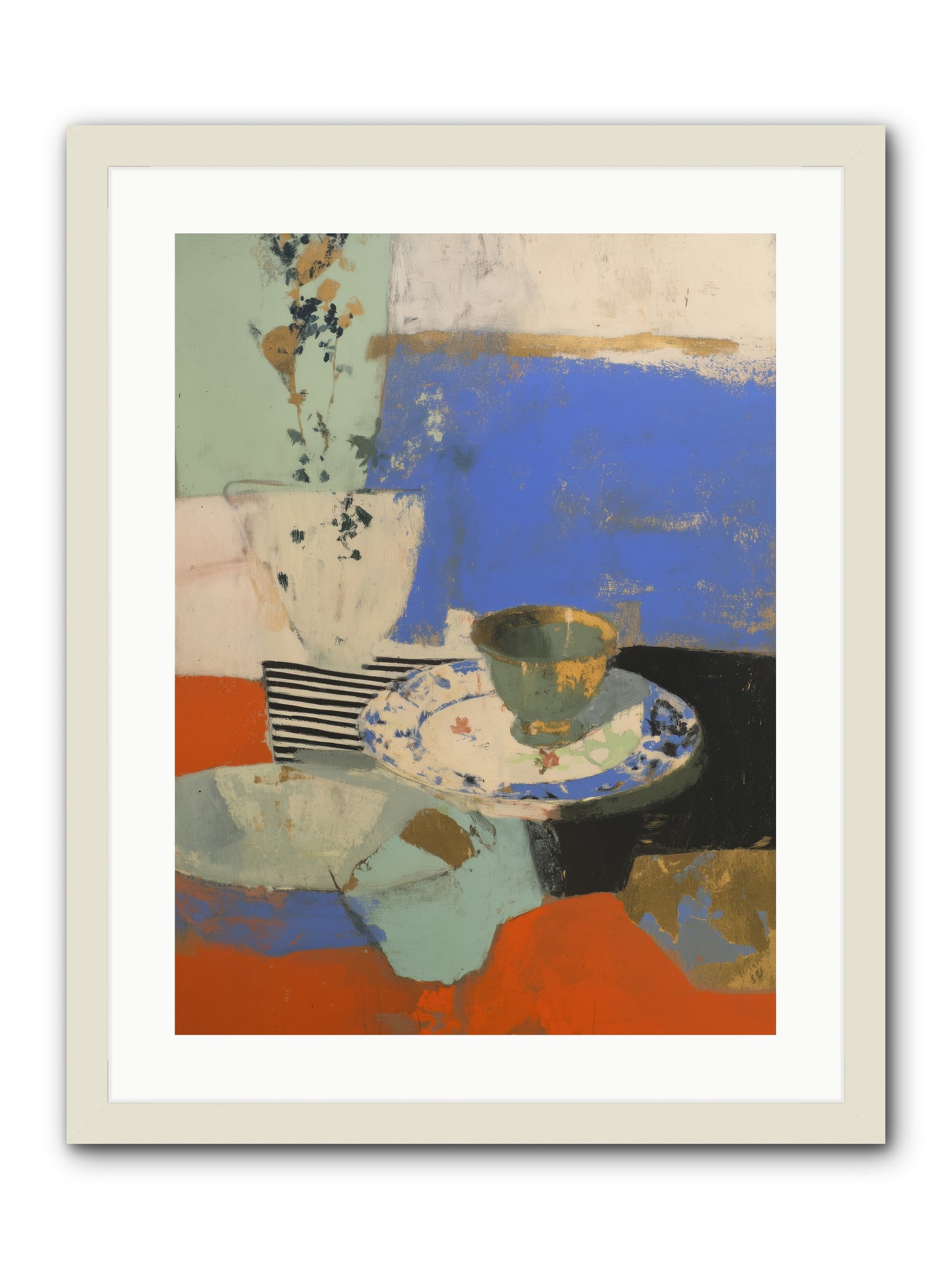 Cobalt Embers -- Framed Print - White 18x24