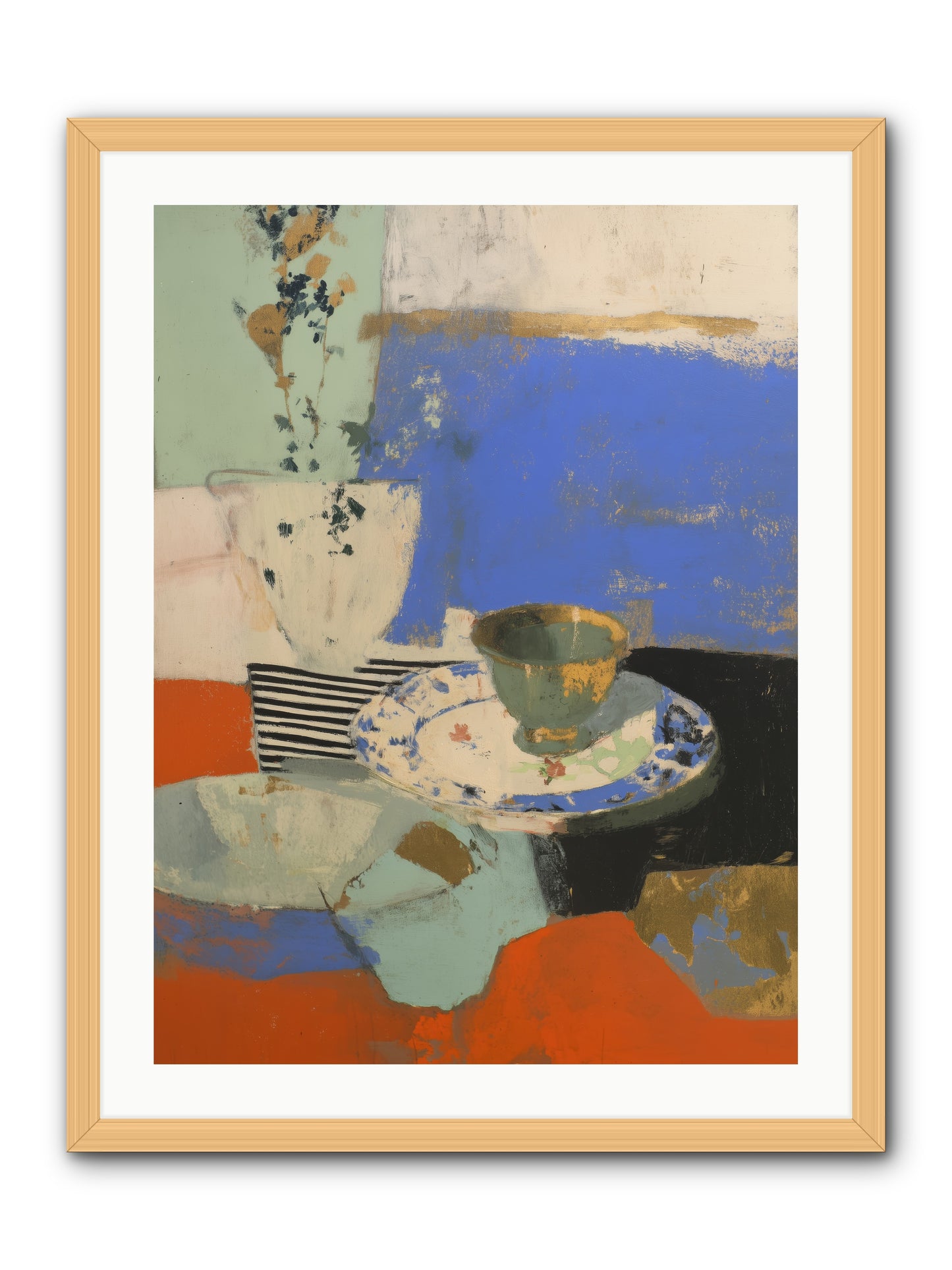 Cobalt Embers -- Framed Print - Natural 24x32