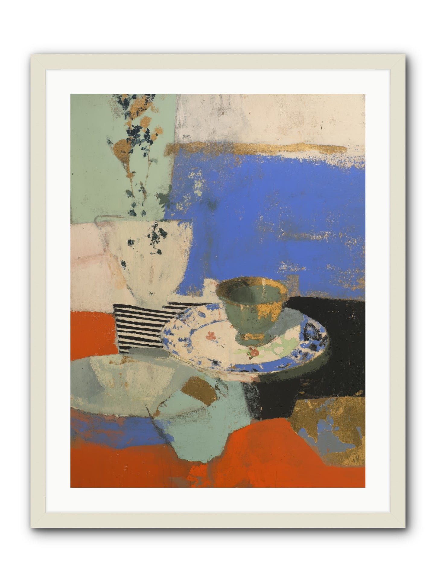 Cobalt Embers -- Framed Print - White 24x32