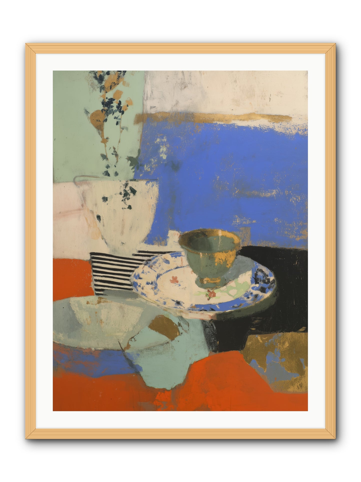 Cobalt Embers -- Framed Print - Natural 30x40
