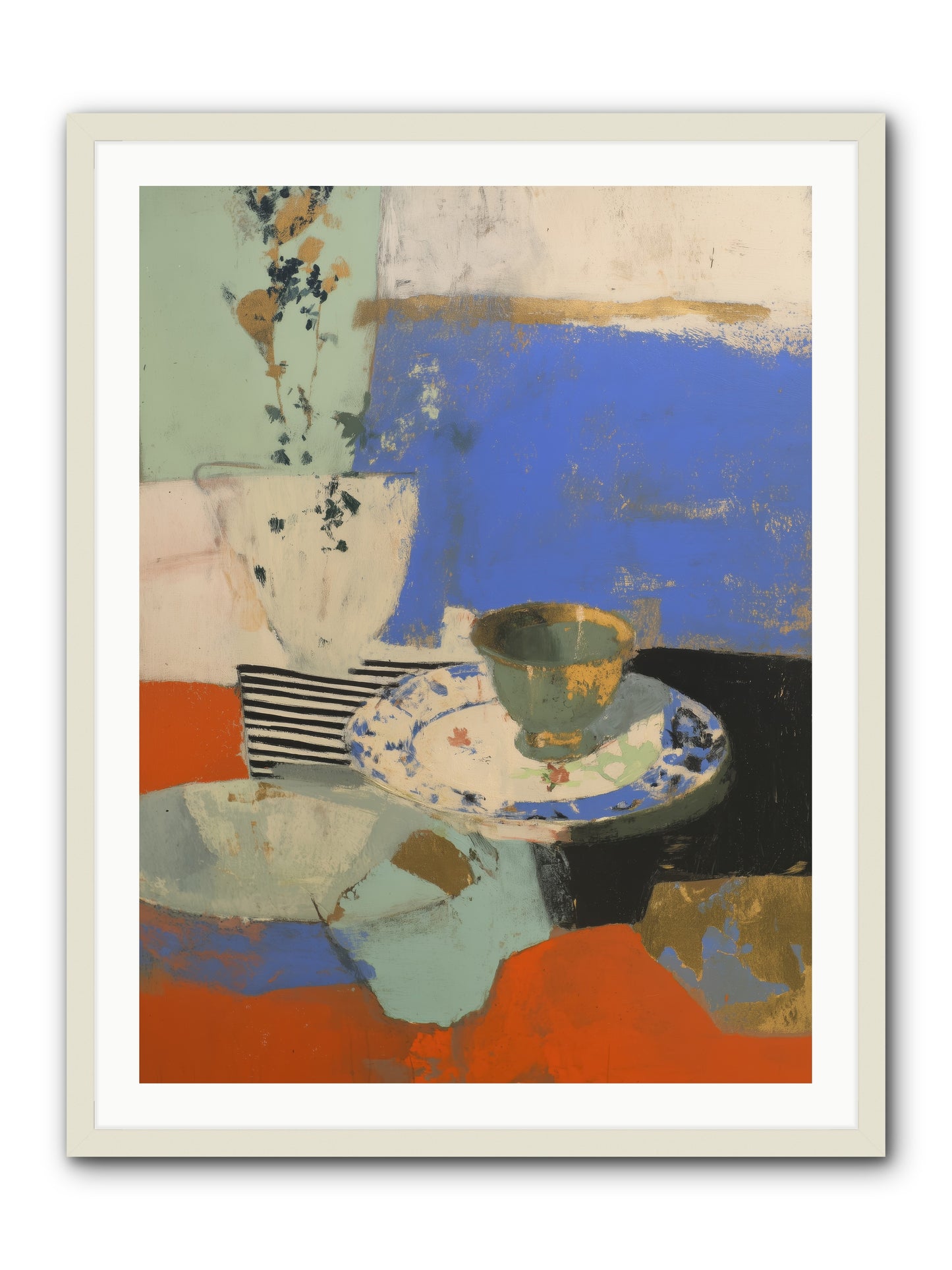 Cobalt Embers -- Framed Print - White 30x40