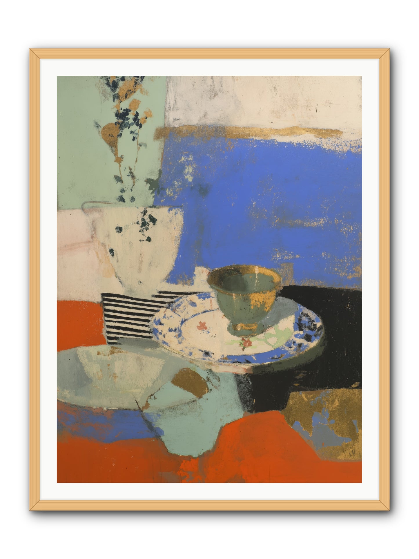 Cobalt Embers -- Framed Print - Natural 36x48