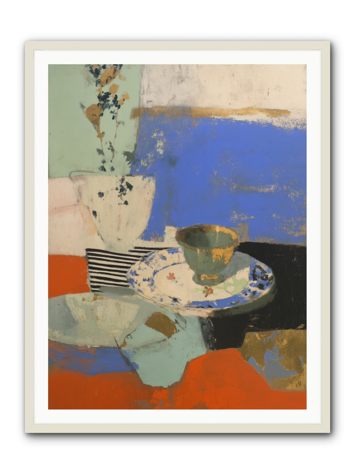 Cobalt Embers -- Framed Print - White 36x48