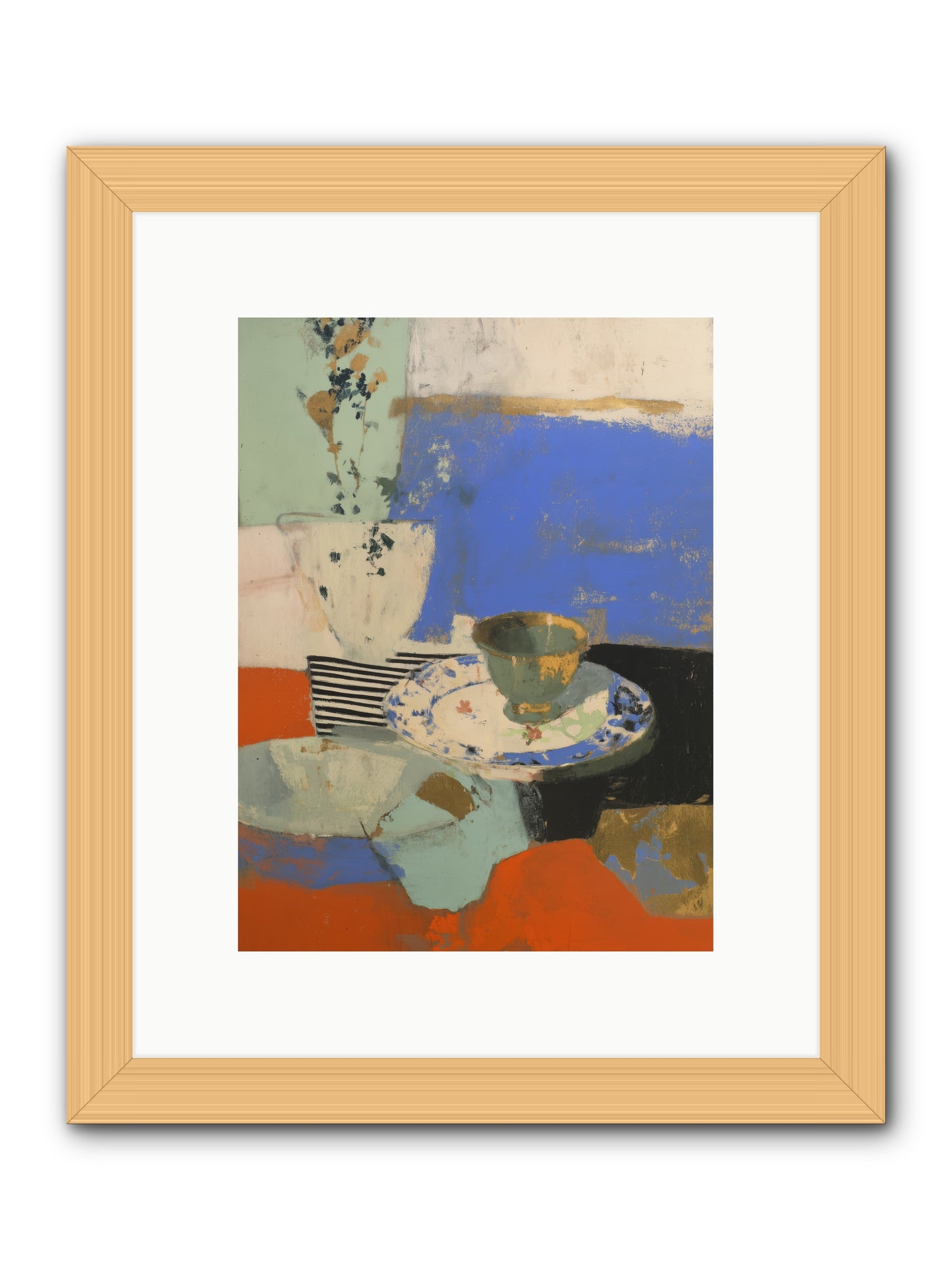 Cobalt Embers -- Framed Print - Natural 9x12