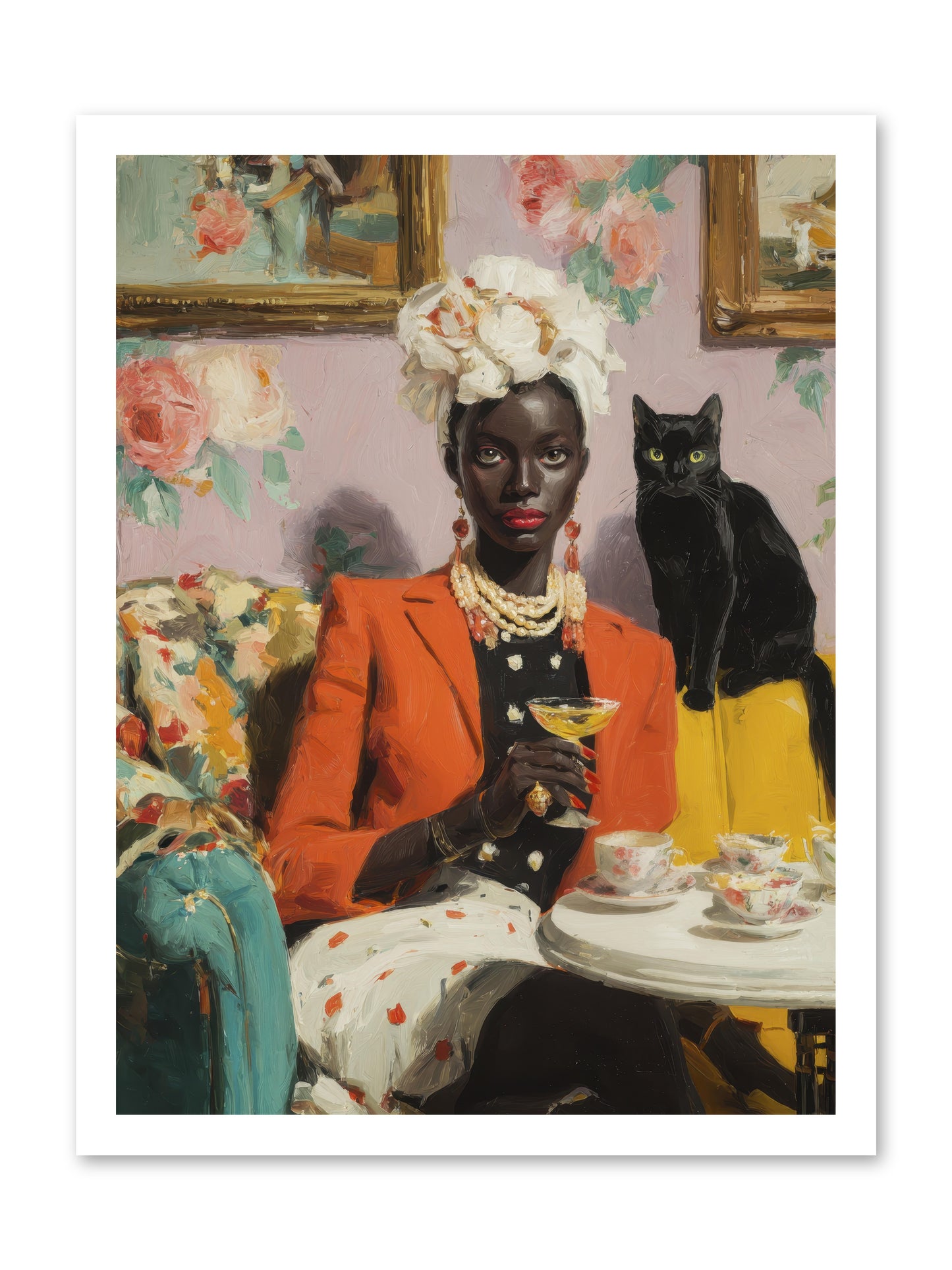Cocktails with Her Familiar -- Loose Canvas Print 18x24