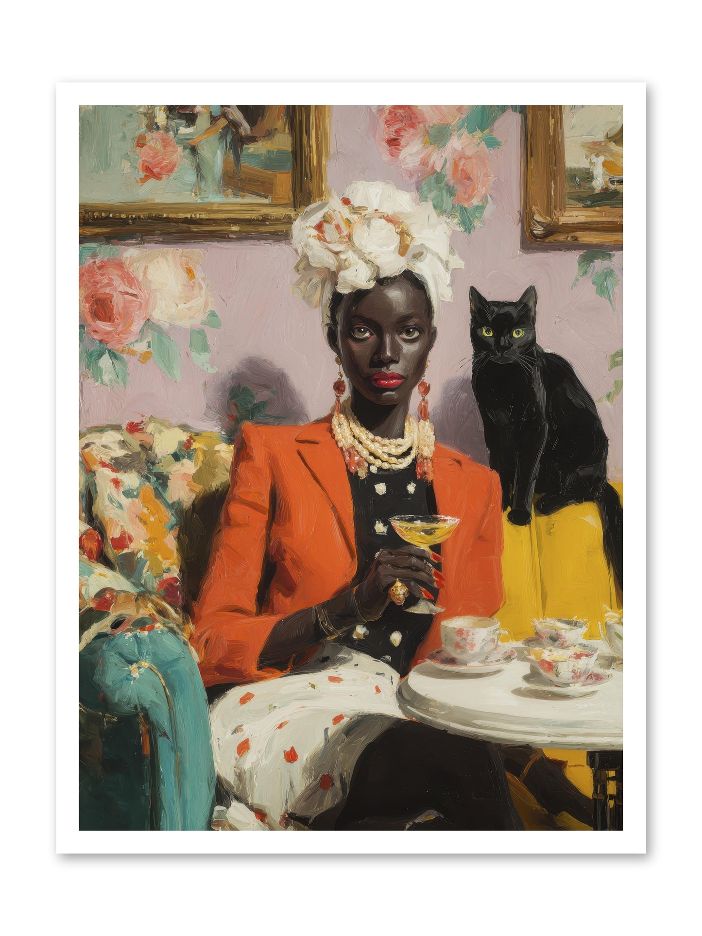 Cocktails with Her Familiar -- Paper Print 24x32