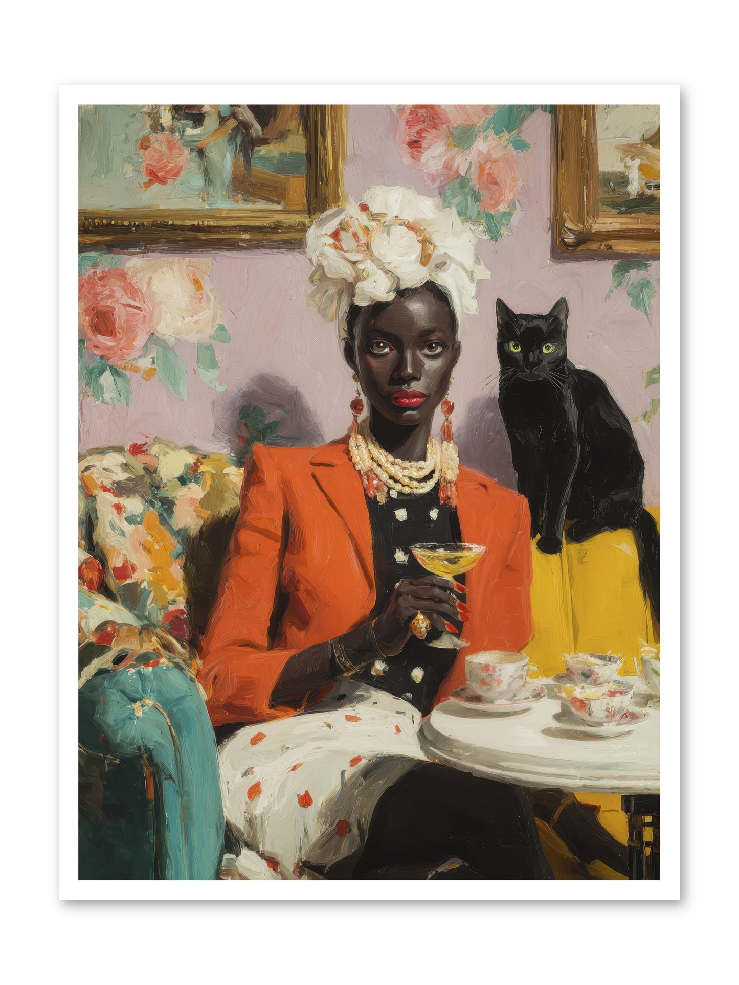 Cocktails with Her Familiar -- Loose Canvas Print 30x40