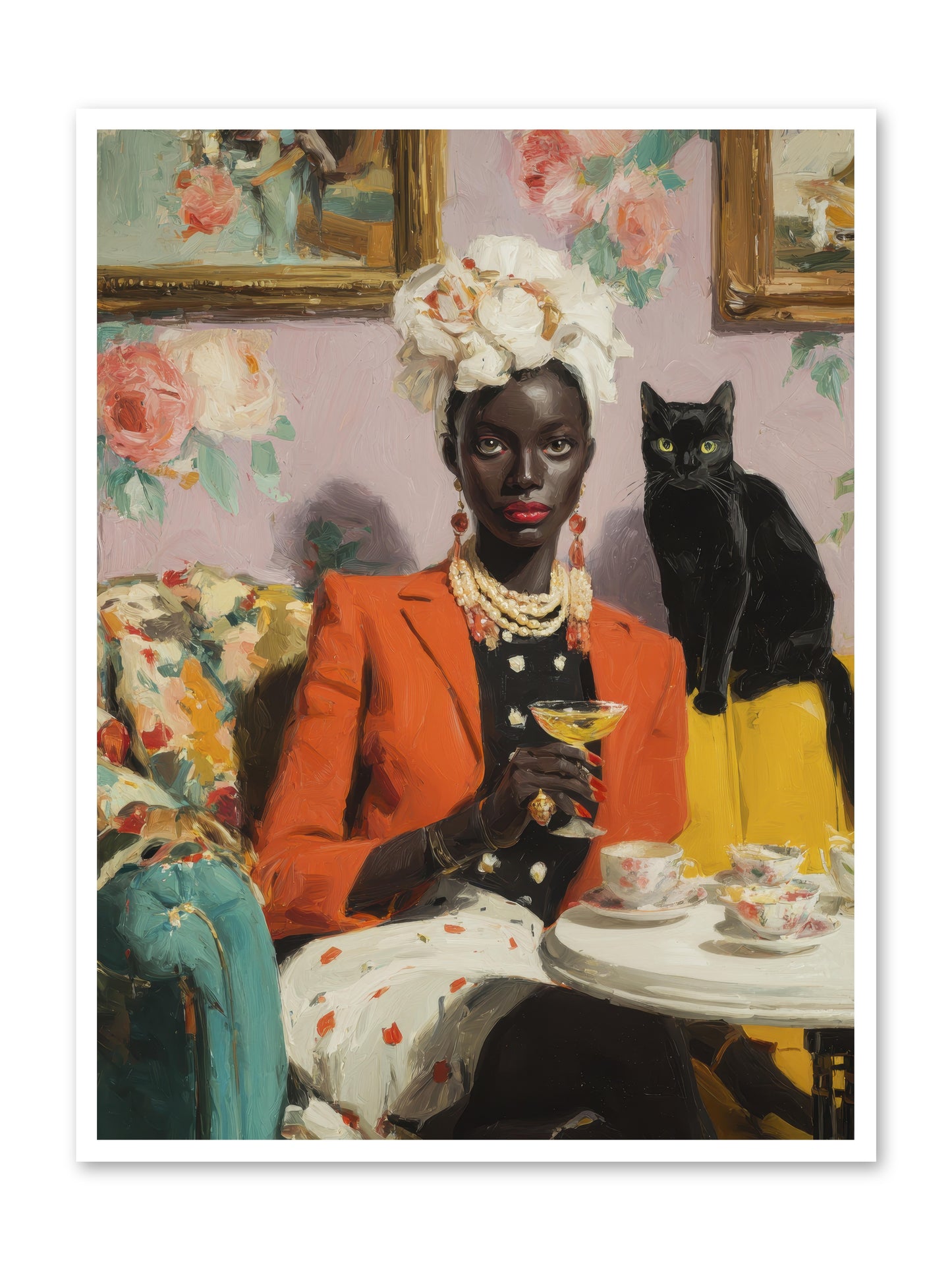 Cocktails with Her Familiar -- Loose Canvas Print 36x48