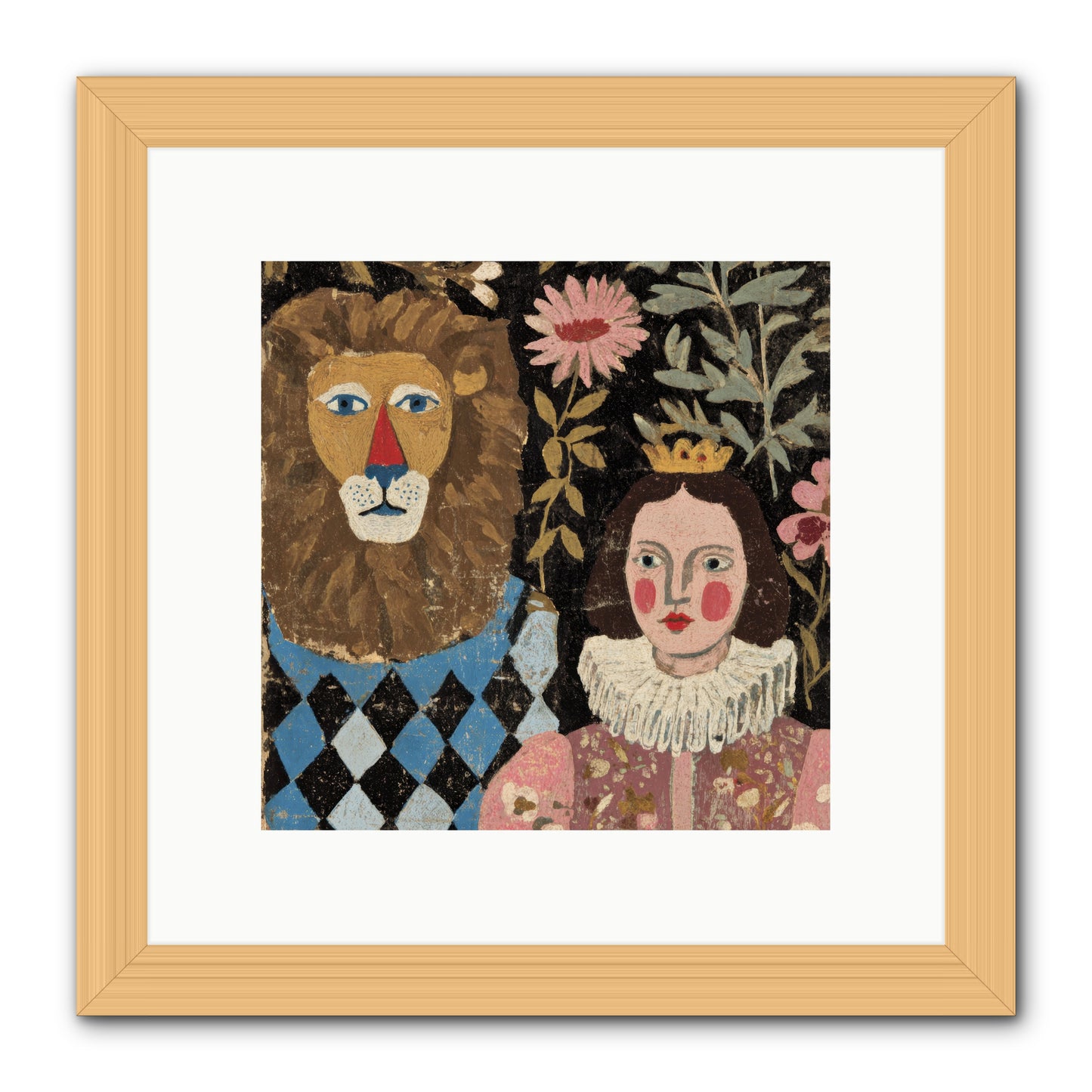 Companions in the Secret Garden -- Framed Print - Natural 10x10