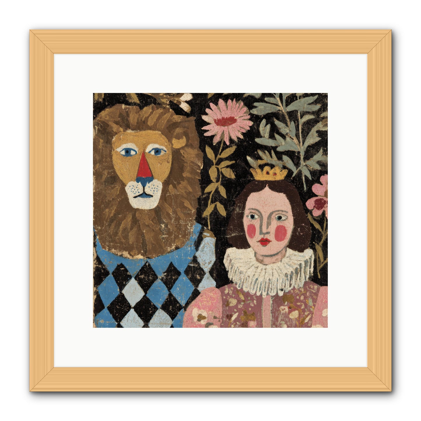 Companions in the Secret Garden -- Framed Print - Natural 12x12