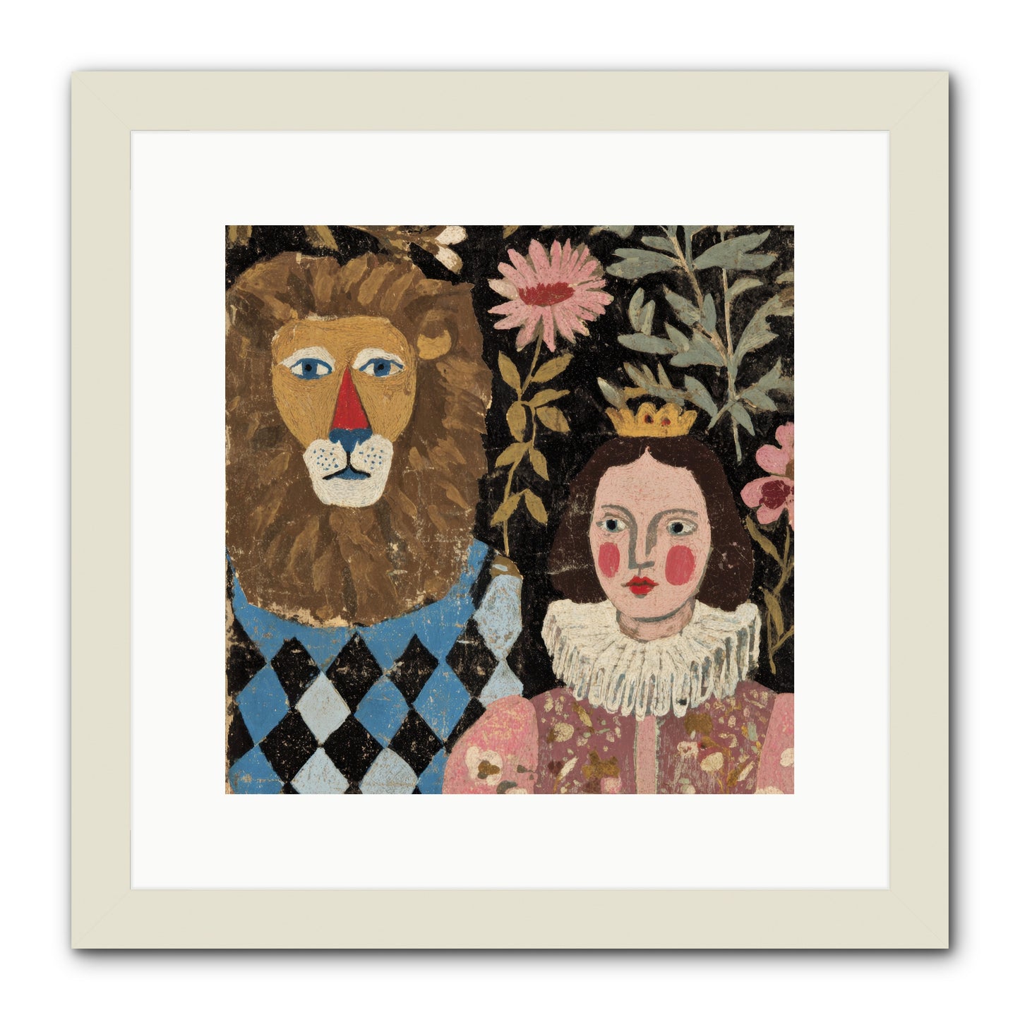 Companions in the Secret Garden -- Framed Print - White 12x12