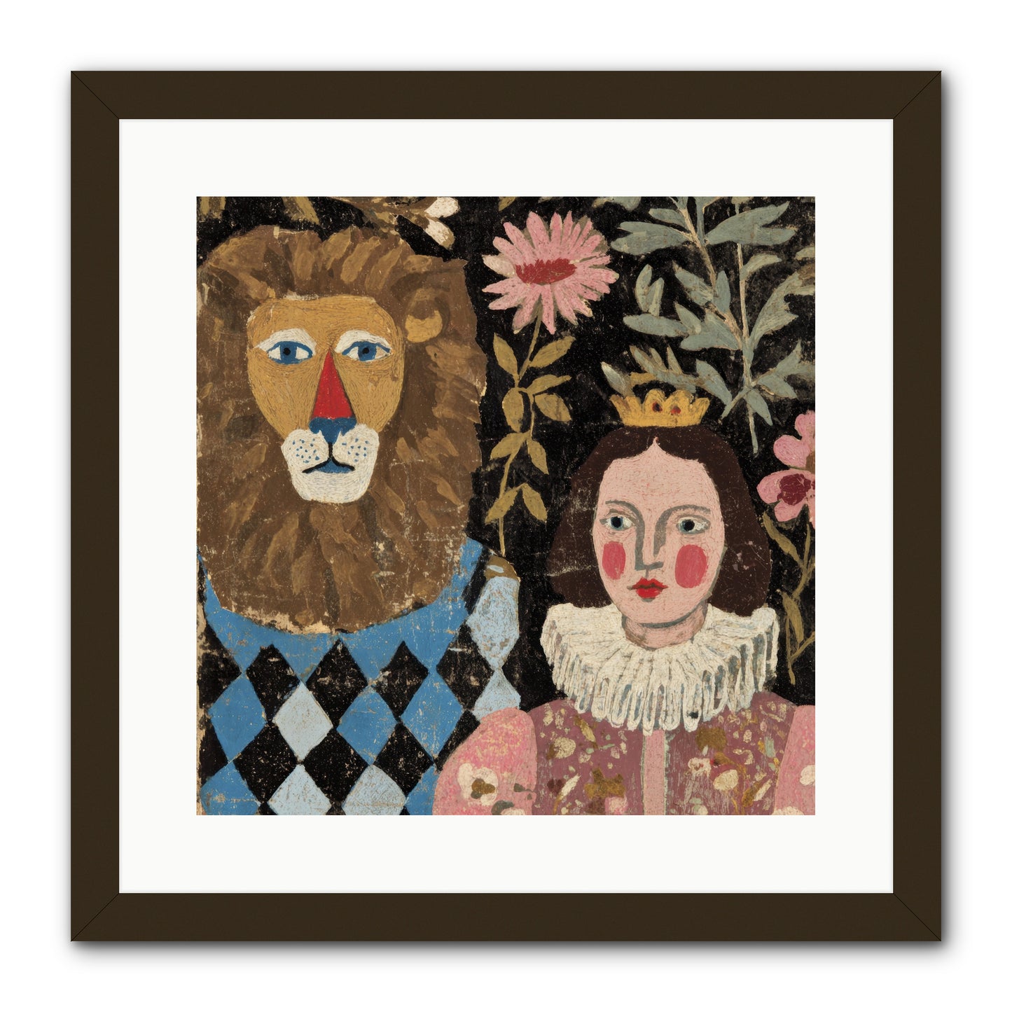 Companions in the Secret Garden -- Framed Print - Black 16x16