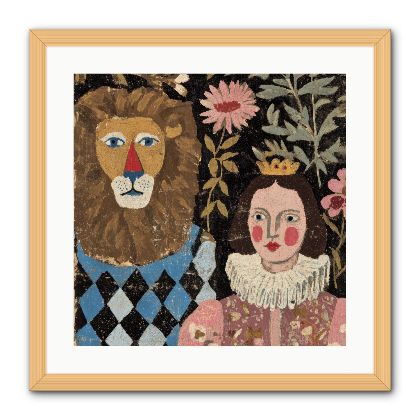 Companions in the Secret Garden -- Framed Print - Natural 20x20