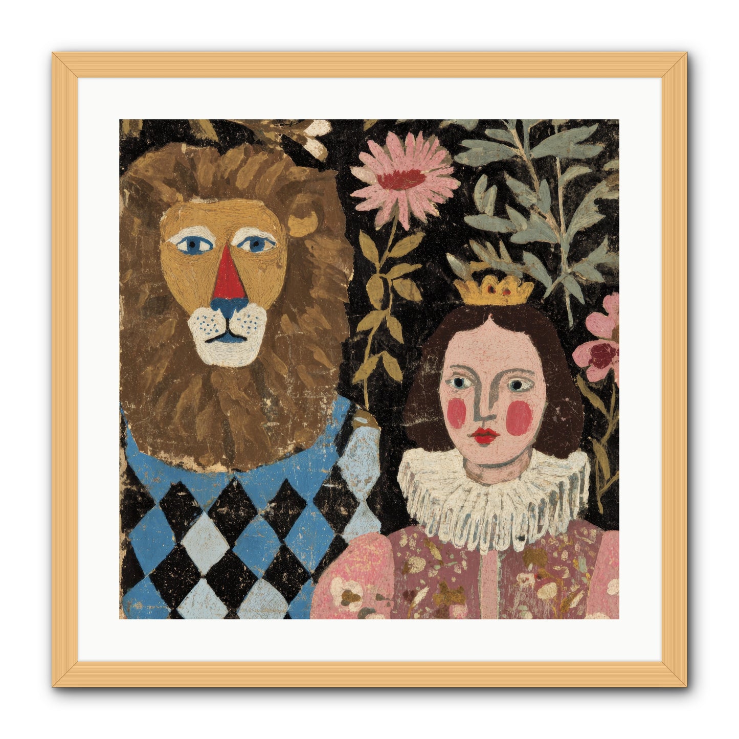 Companions in the Secret Garden -- Framed Print - Natural 24x24