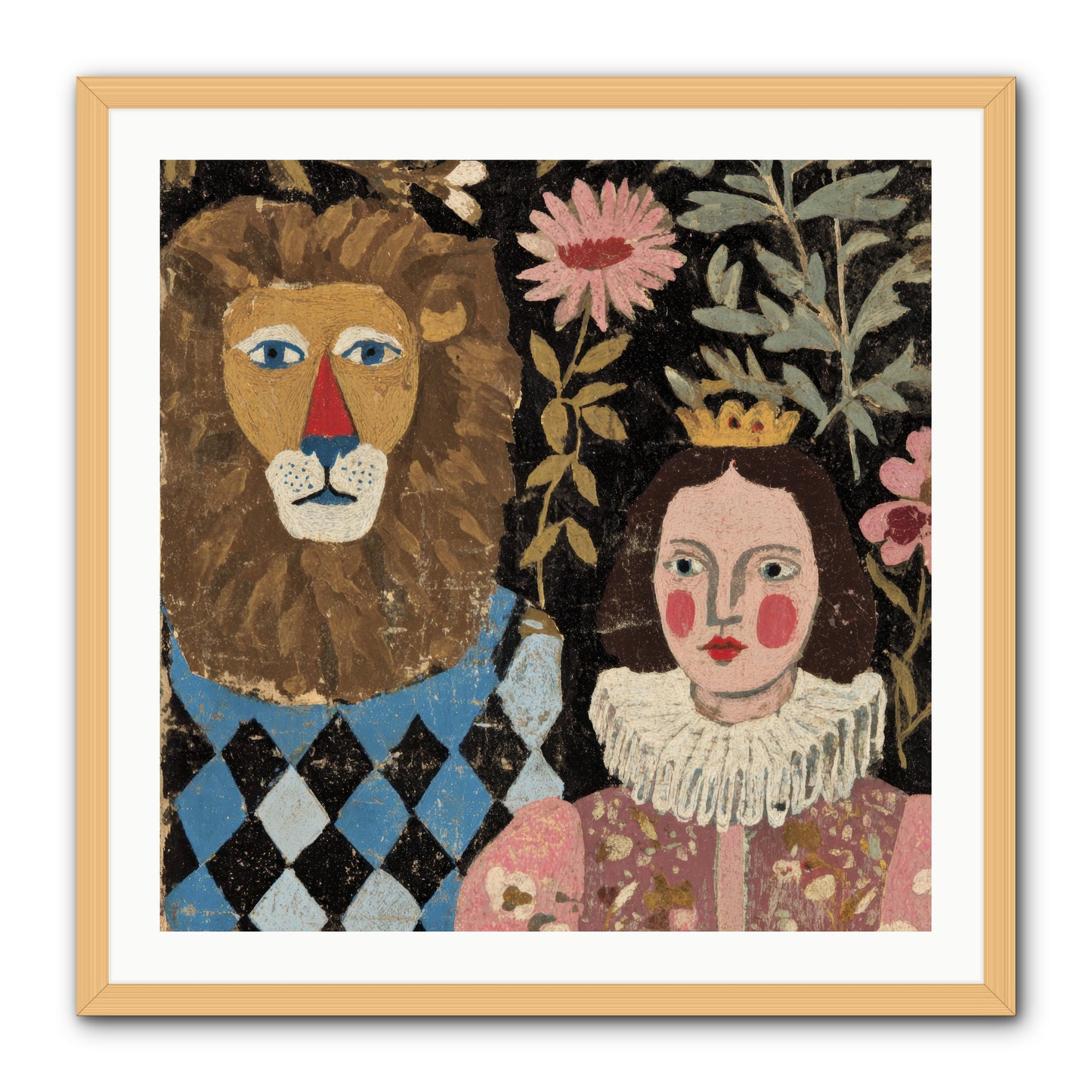 Companions in the Secret Garden -- Framed Print - Natural 30x30