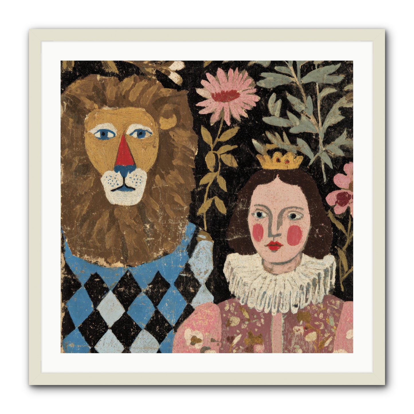 Companions in the Secret Garden -- Framed Print - White 30x30