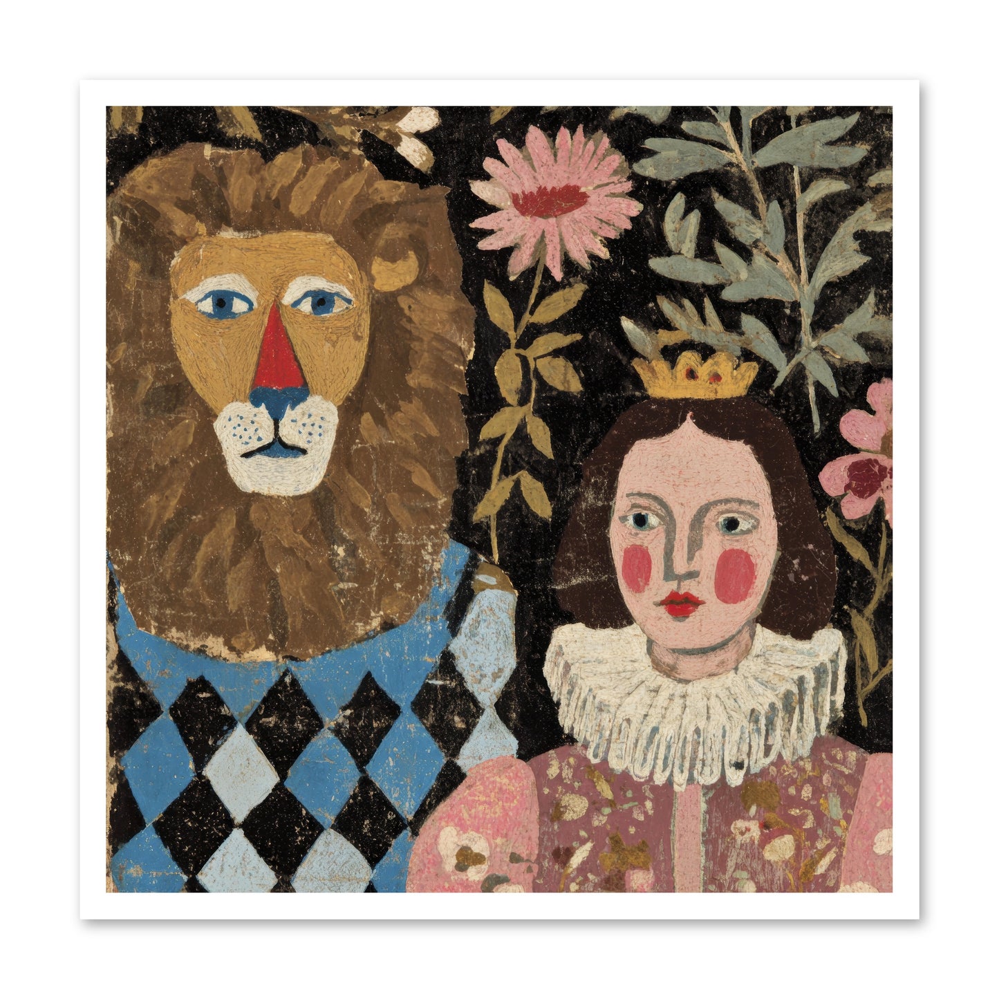 Companions in the Secret Garden -- Loose Canvas Print 30x30