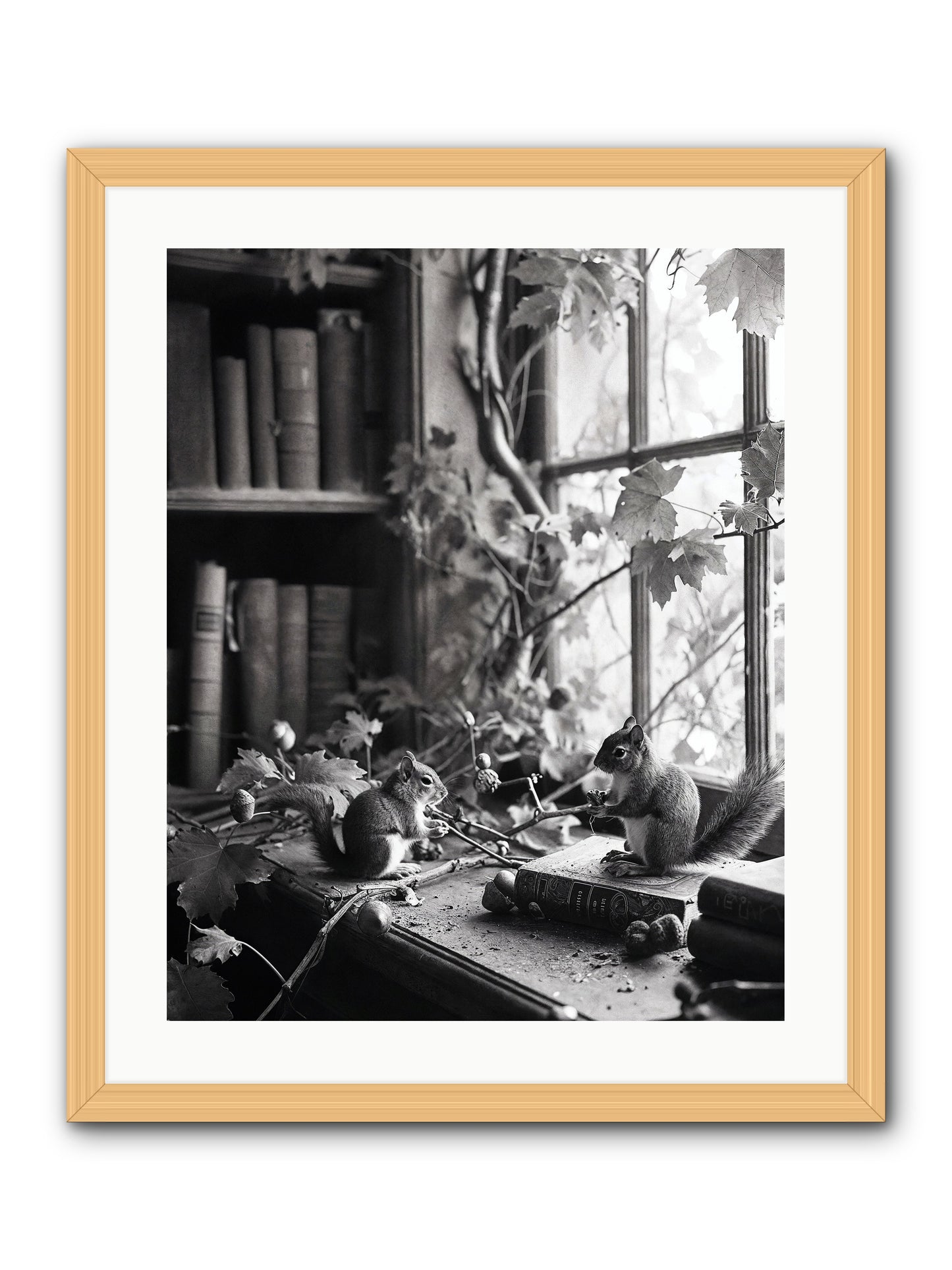 Conversation -- Framed Print - Natural 20x25