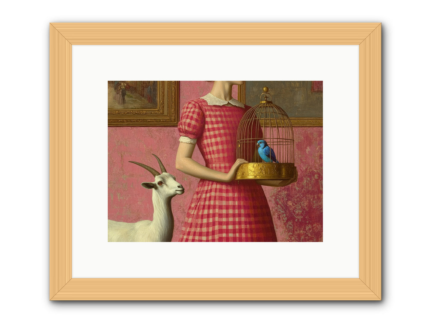 Cottage Companions -- Framed Print - Natural 12x9