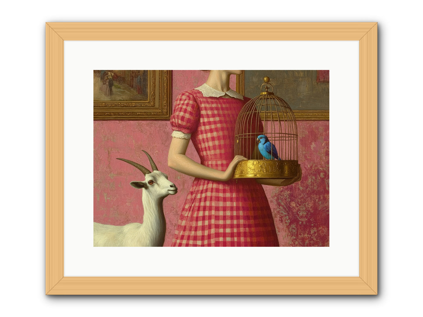 Cottage Companions -- Framed Print - Natural 16x12