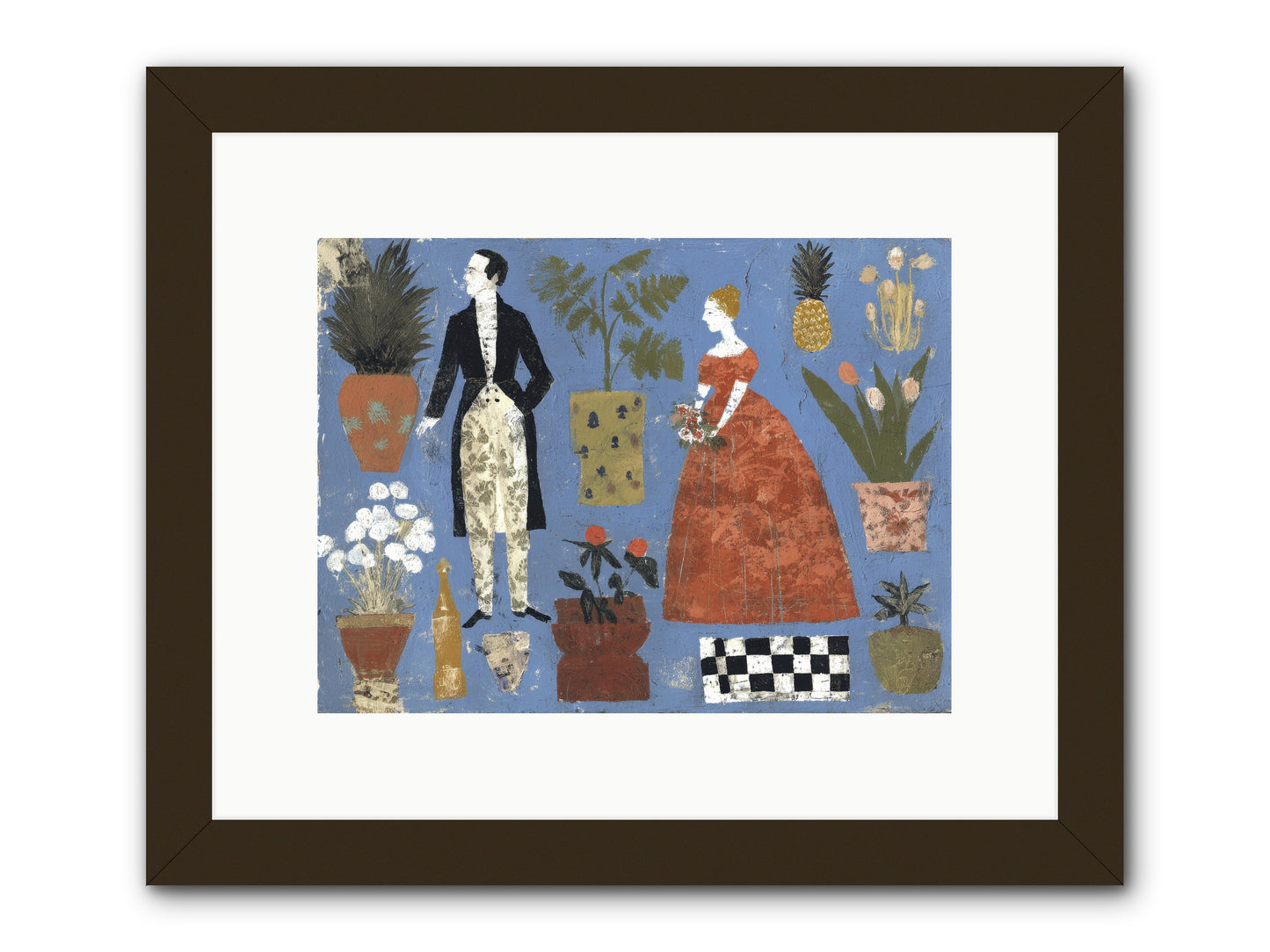 Courtship Among Pineapples -- Framed Print - Black 12x9