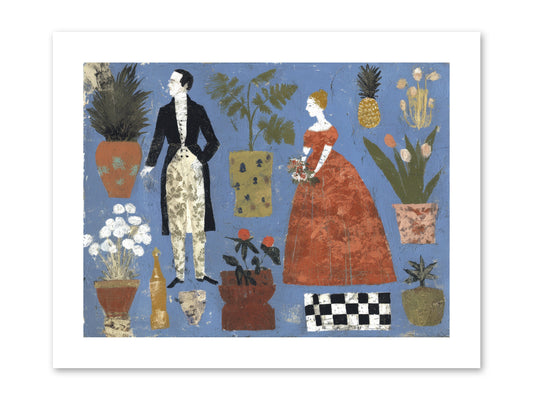 Courtship Among Pineapples -- Paper Print 12x9