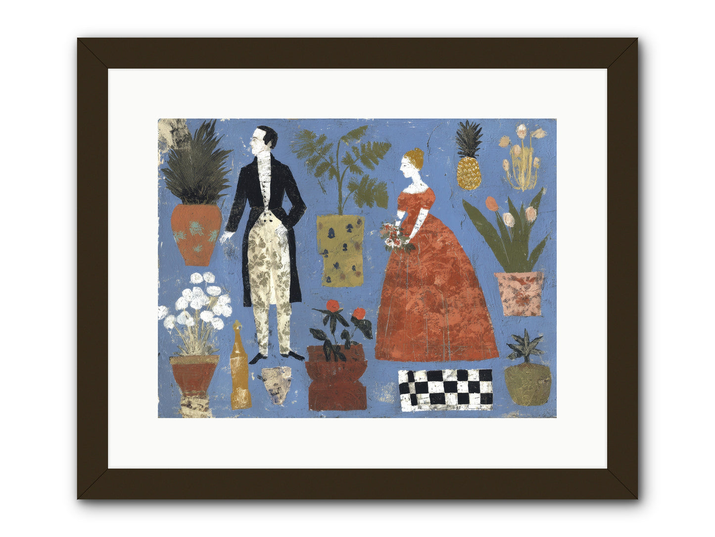Courtship Among Pineapples -- Framed Print - Black 16x12