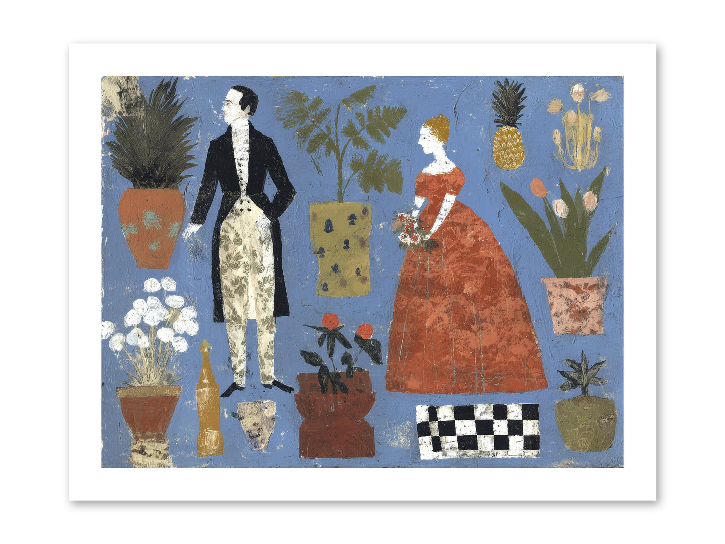 Courtship Among Pineapples -- Paper Print 16x12