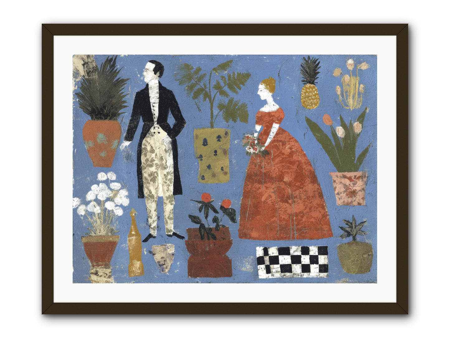 Courtship Among Pineapples -- Framed Print - Black 32x24