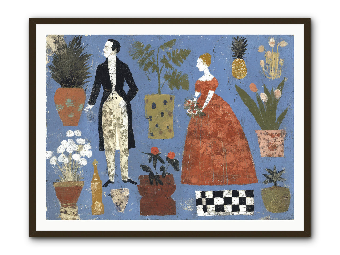 Courtship Among Pineapples -- Framed Print - Black 48x36