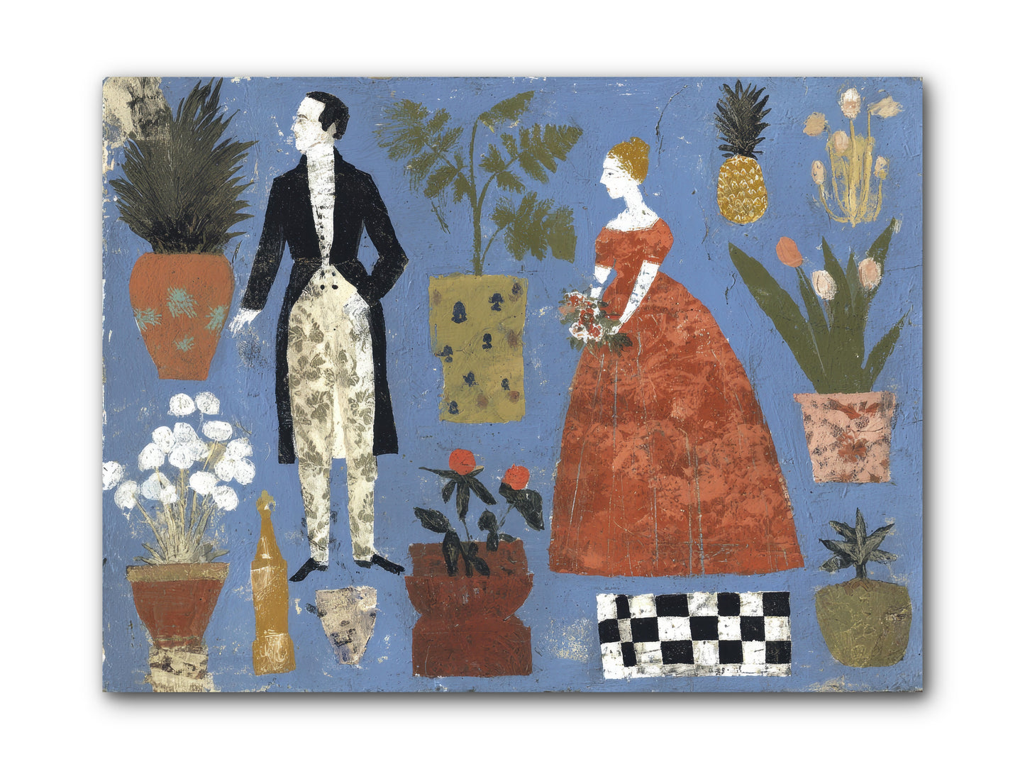 Courtship Among Pineapples -- Wrapped Canvas 12x9