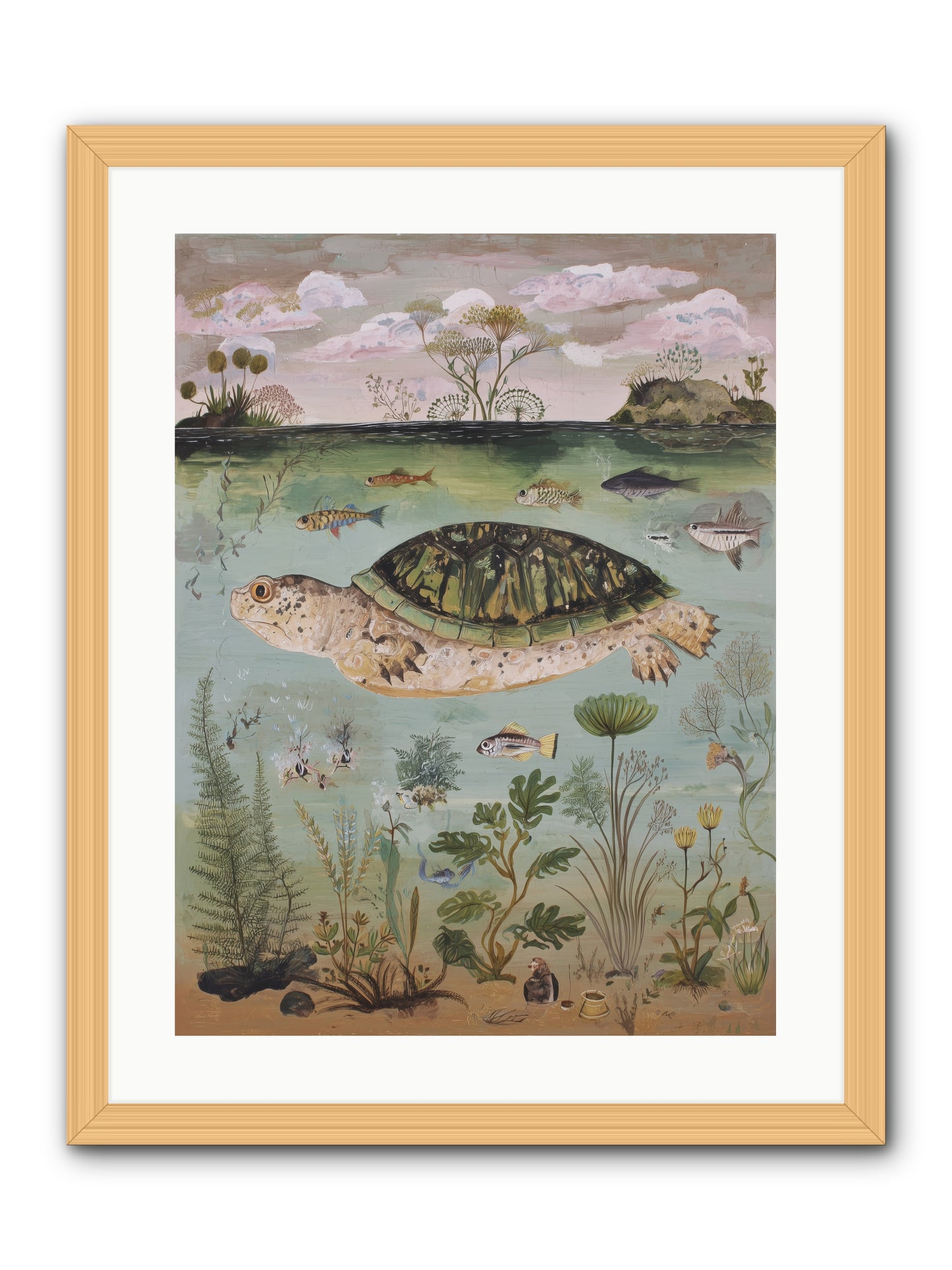 Cousteau's Vision -- Framed Print - Natural 18x24