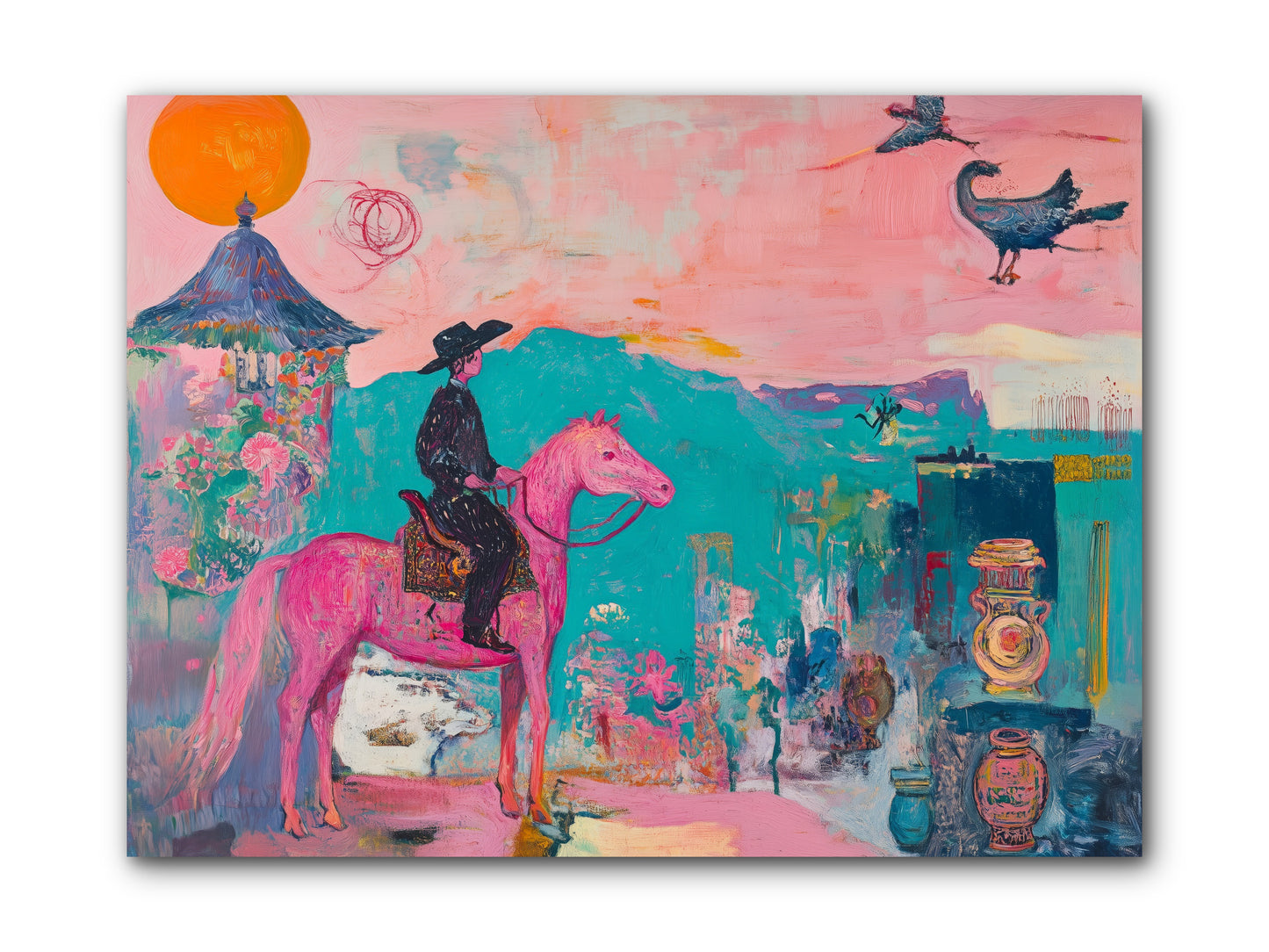 Cowboy's Night Song -- Wrapped Canvas 12x9