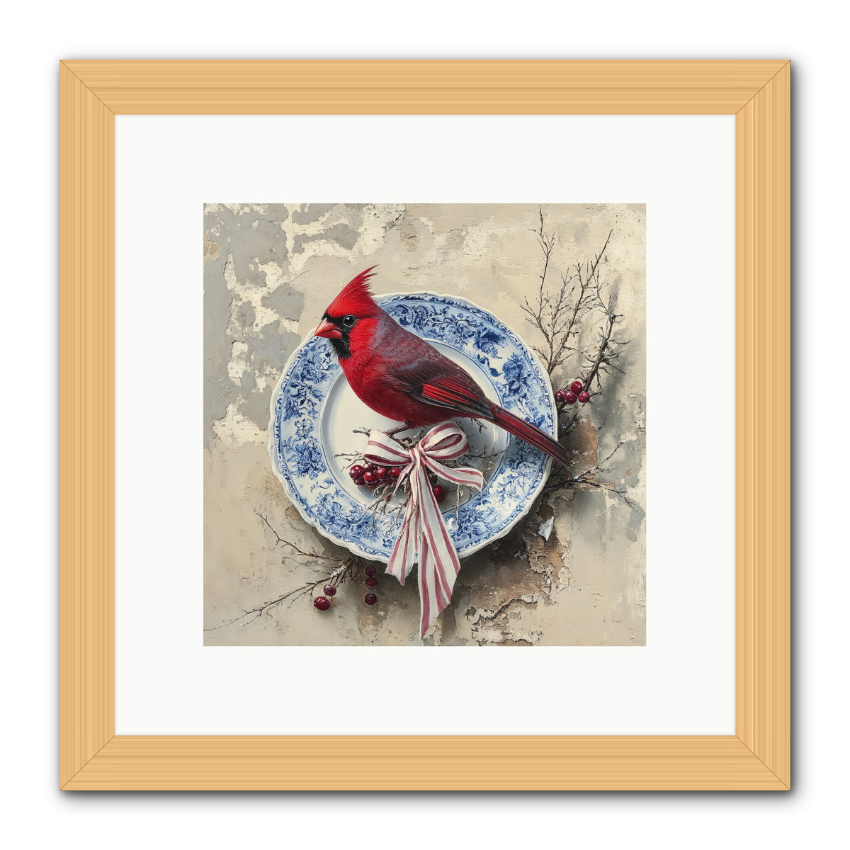 Crimson Sentinel -- Framed Print - Natural 10x10
