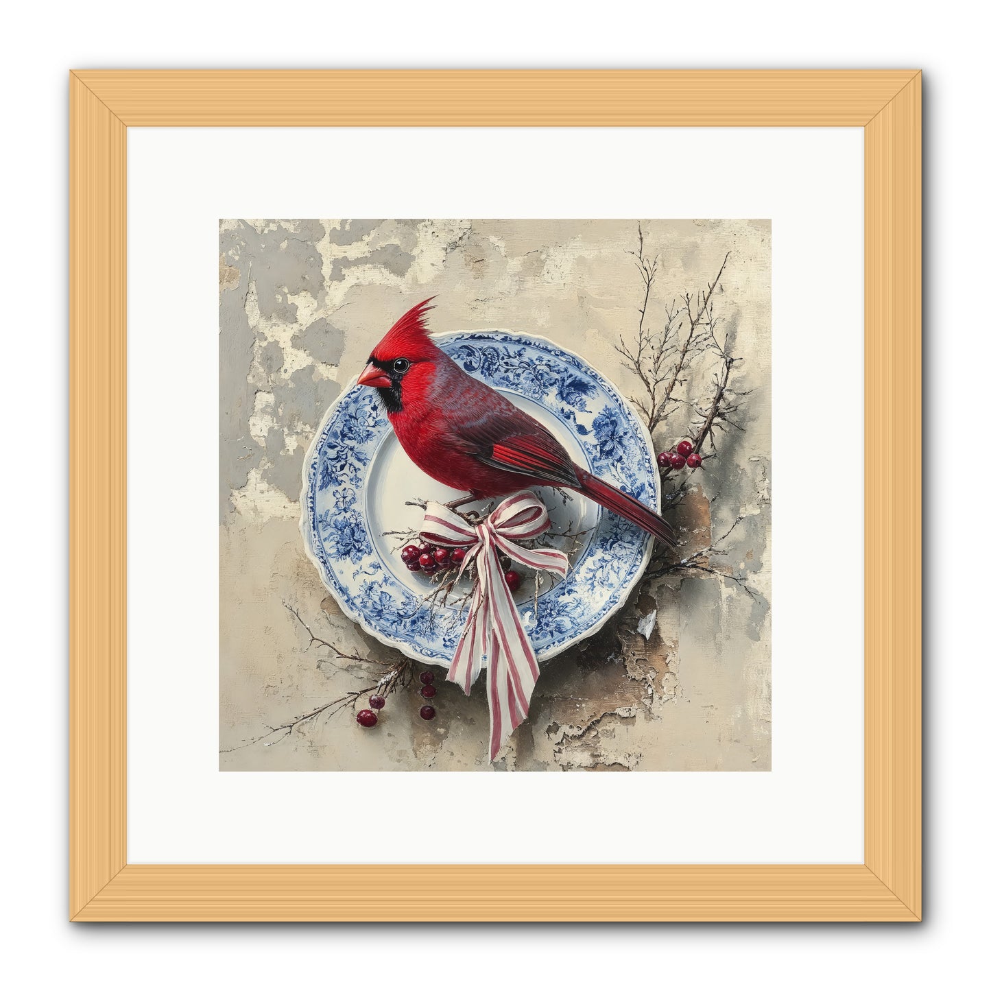 Crimson Sentinel -- Framed Print - Natural 12x12