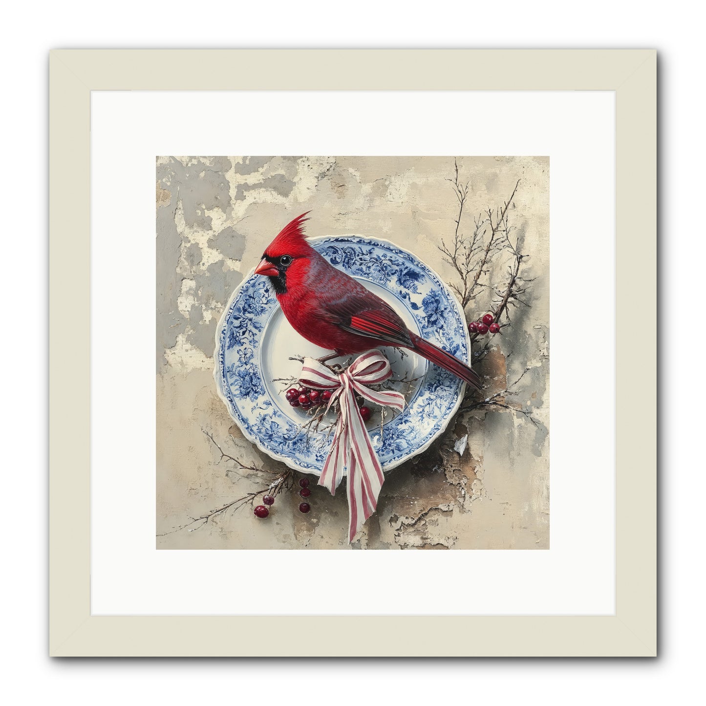 Crimson Sentinel -- Framed Print - White 12x12