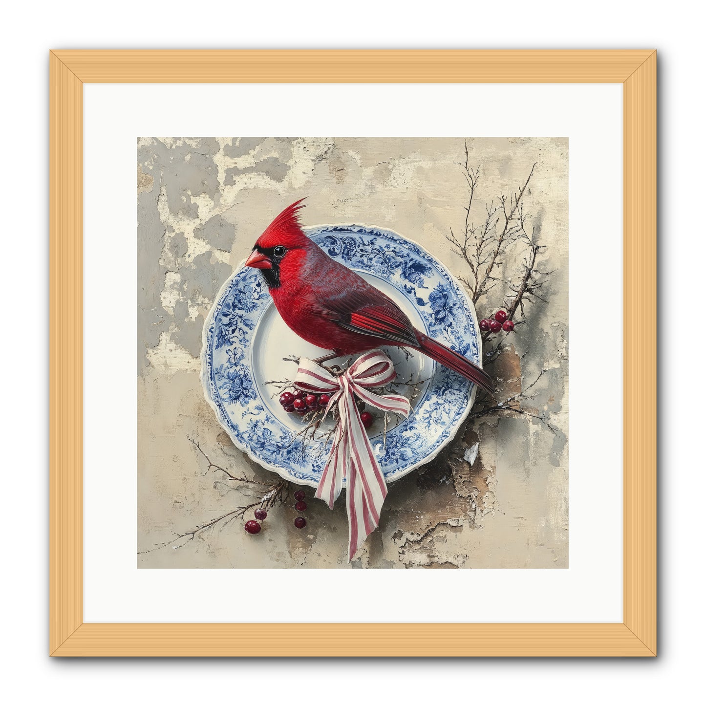 Crimson Sentinel -- Framed Print - Natural 16x16