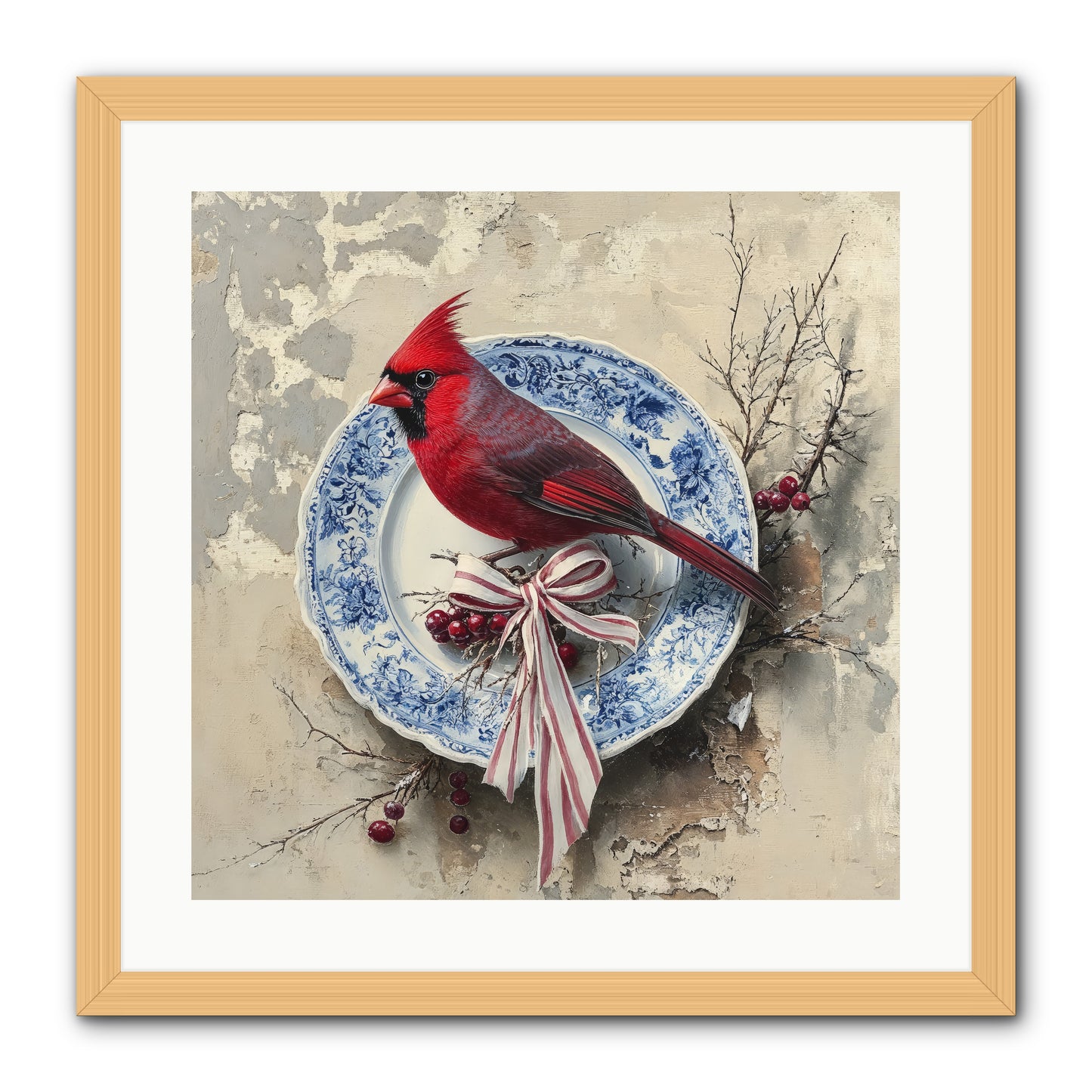 Crimson Sentinel -- Framed Print - Natural 20x20