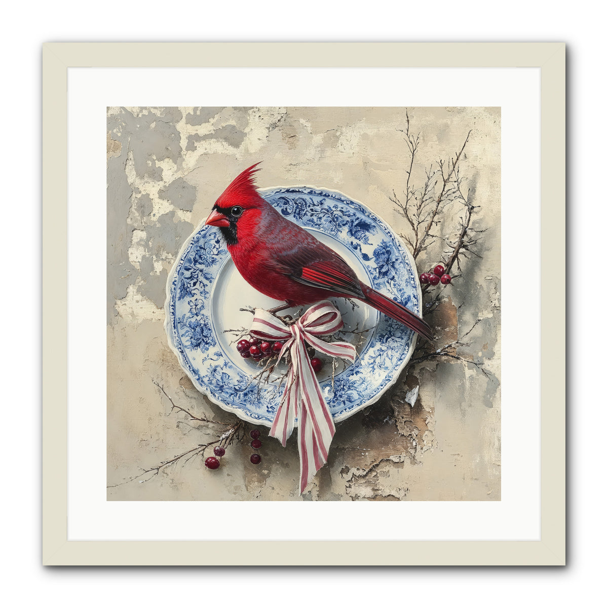 Crimson Sentinel -- Framed Print - White 20x20